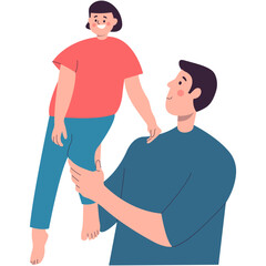 Happy Father's Day Cartoon Illustration. Father with Son Moment. Isolated Vector Character