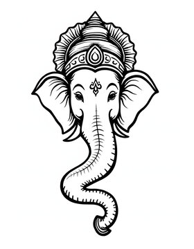 recommend clip art: Simple black and white Ganesha line art