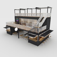 3d render container cafe coffee