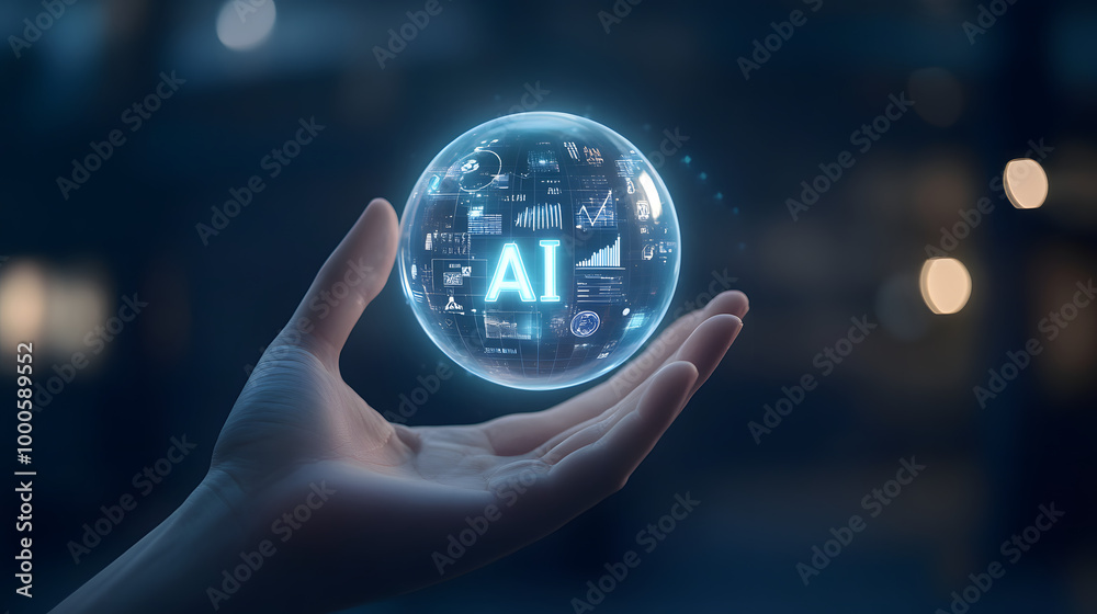 Canvas Prints person holding glowing globe earth on hands, interconnected global connectivity data network technol
