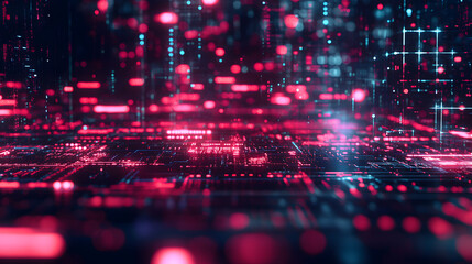 Fototapeta premium red blue digital background technology technological operations neural networks AI big data transmission encryption archives audio visual science cyber connection technology computer coding virus