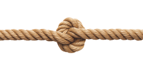 A detailed closeup of a twisted rope knot on a clean white background, symbolizing strength and security in design.