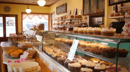 Classic American Bakery Displaying Delicious Cupcakes
