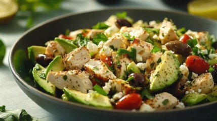 Fresh Keto Chicken Salad with Avocado and Olives