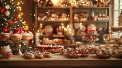 Festive Bakery Display for Holiday Celebrations