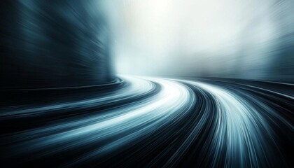 Dark motion blur effect with black wispy trails streaking across a gray background, conveying speed, energy, and dynamic movement in a futuristic urban atmosphere