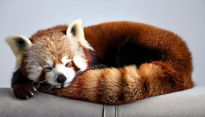 Fototapeta premium Red Panda Relaxing on a Sofa