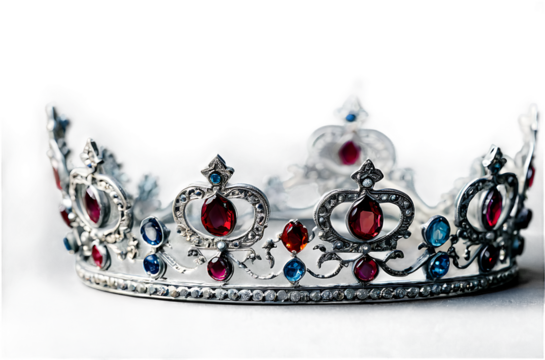 Silver Crown with Red and Blue Gemstones
