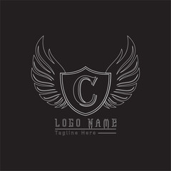 Obraz premium eagle shield letter logo with wings