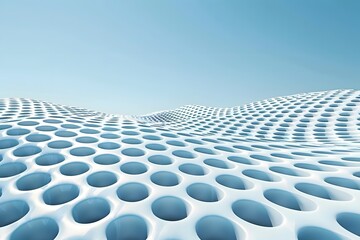 Abstract 3D Rendered White Surface with Circular Holes