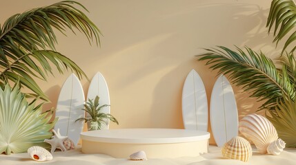 Tropical 3D Podium in Beach Setting