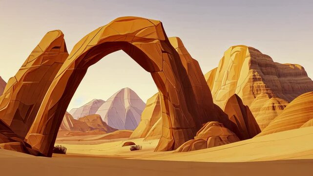 Strange Stone Landscape Cartoon Animation in the Desert