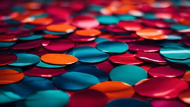 Colorful Circular Confetti Scattered Across a Surface for Festive Celebrations and Events