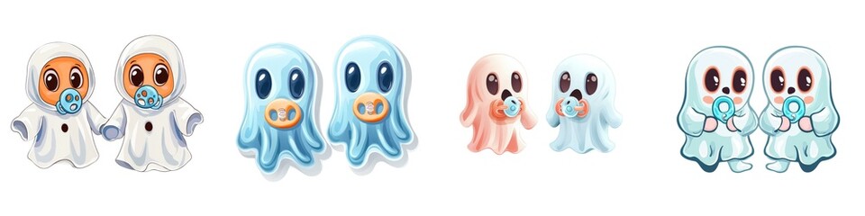 Obraz premium Cute cartoon octopuses dressed in costumes, colorful and playful characters, perfect for digital designs.