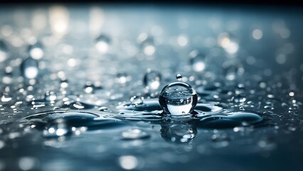Beautiful Close-Up of Water Droplets Creating Ripples on a Serene Surface in Natural Light