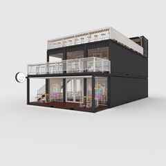 3d render container cafe coffee