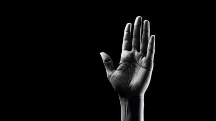 Fototapeta premium A Raised Hand in Black and White