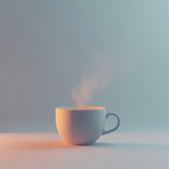 A 3D graphic of a coffee cup with steam rising, symbolizing warmth and comfort during a chilly morning