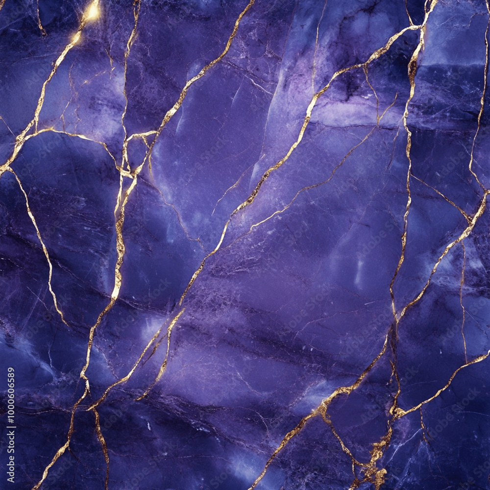 Wall mural amethyst marble texture with gold cracks running through it