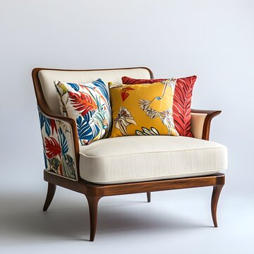 recommend clip art: A armchair with cushions with a white background