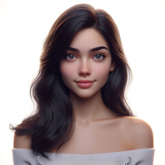 Fototapeta premium Captivating Portrait of a Young Woman with Long Hair