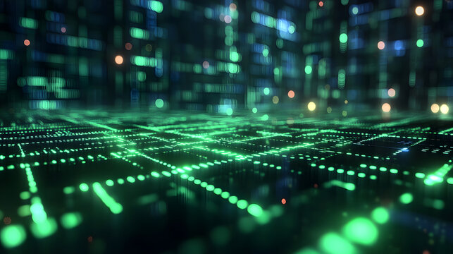 digital matrix with streams of binary code