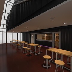 3d render container cafe coffee