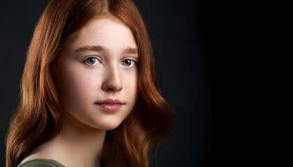 Fototapeta premium portrait of a woman with red hair isolated on black background 