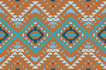 Pixel Geometric Ethnic Pattern Philippinesfolk Embroidery, Aztec Geometric Ornament Print. Design for Carpet, Wallpaper, Clothing, Wrapping, Fabric