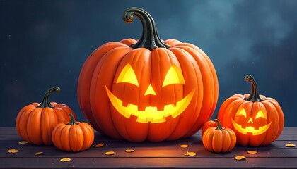 Obraz premium halloween pumpkin on a black background