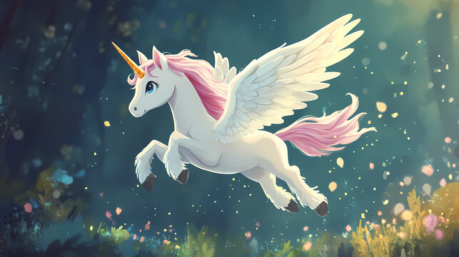 Imaginary pegasus doll very cute generate ai. Pegasus Flight. Illustration