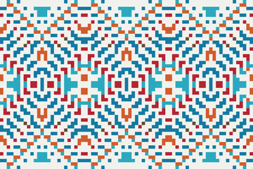 Fototapeta premium Boho Arabic Pattern Mehndifolk Embroidery, Aztec Geometric Ornament Print. Design for Carpet, Wallpaper, Clothing, Wrapping, Fabric