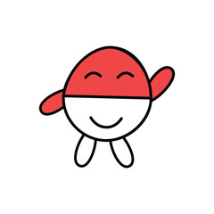 Cute kawaii egg carton icon. Line style illustration. Cartoon character illustration element design resembling an egg. Cute cartoon with red and white color