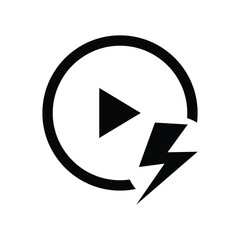 Play button icon. Flat design style eps 10. Charging power media player illustration element design. Charging power icon on media flayer for various purposes