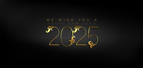We Wish You A Happy New Year 2025 Gold Text And Beautiful Design