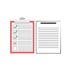 Clipboard with checklist icon. Flat illustration of clipboard with checklist icon for web. Design elements illustration report, contract letter. Letter symbol for various purposes