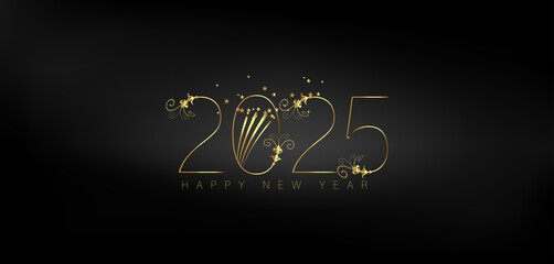 We Wish You A Happy New Year 2025 Gold Text And Beautiful Design