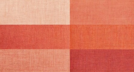 Fototapeta premium Peach to coral gradient linen fabric with subtle stitched texture panoramic background banner