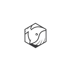 whale logo template line illustration design emblem vector