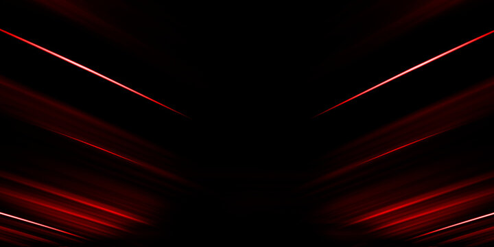 Fototapeta speed motion blur red road black background and and lines glowing