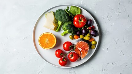 Fresh vegetable and fruit platter with vibrant colors generated with AI