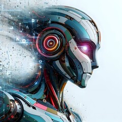 Fototapeta premium Mechanical Mind: Portrait of a Futuristic Robot