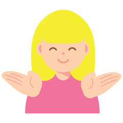 両手を広げる笑顔の女性のイラスト
