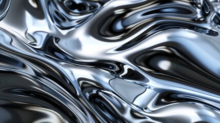 Mesmerizing Metallic Fluidity A Surreal 3D Sculptural Composition
