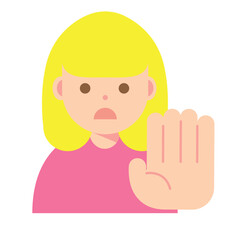 拒否する、止める女性のイラスト