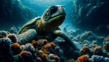 Fototapeta premium TORTUGAS EN SU HABITAT NATURAL