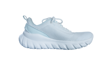 White sport running shoes or sneakers isolated on transparent background, PNG File