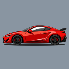 Obraz premium Red illustration of a modern sports car with a sleek, aerodynamic design