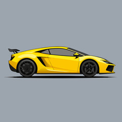 Side-profile illustration of a modern sports car with a sleek, aerodynamic design