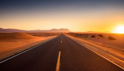 Fototapeta premium Desert highway at sunset